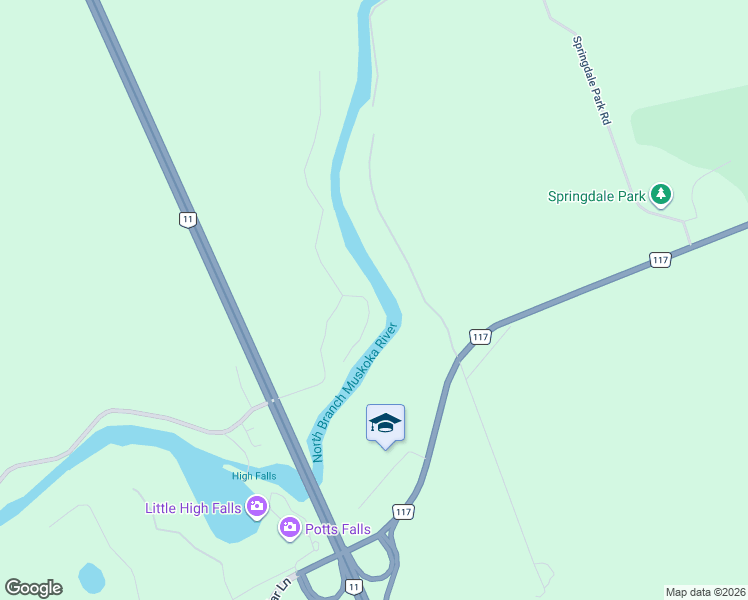map of restaurants, bars, coffee shops, grocery stores, and more near 1011 Harmony Lane in Bracebridge
