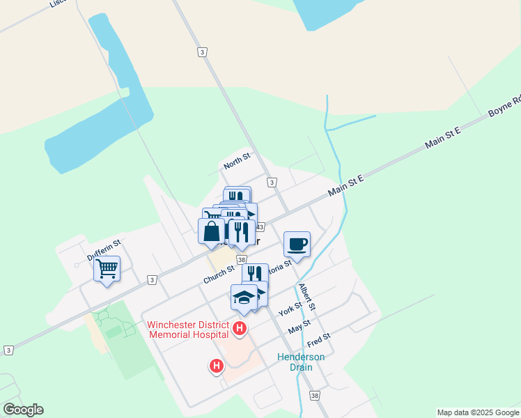 map of restaurants, bars, coffee shops, grocery stores, and more near 473 Queen Street in Winchester