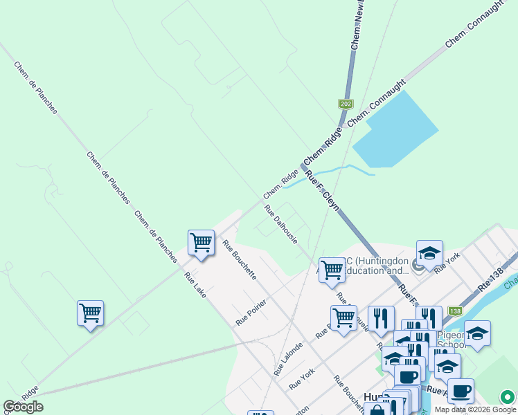 map of restaurants, bars, coffee shops, grocery stores, and more near 2057 Chemin Ridge in Huntingdon