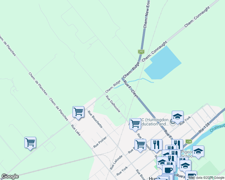 map of restaurants, bars, coffee shops, grocery stores, and more near 2015 Chemin Ridge in Huntingdon