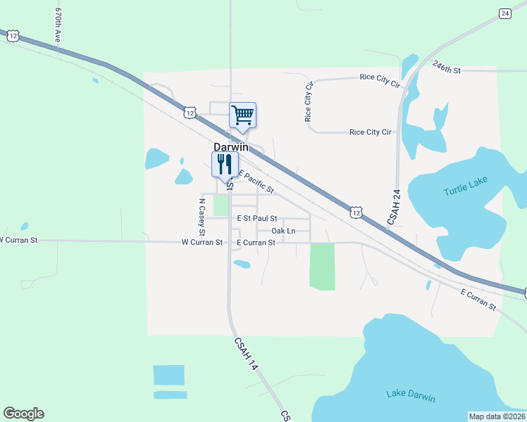 map of restaurants, bars, coffee shops, grocery stores, and more near 202 North 2nd Street in Darwin