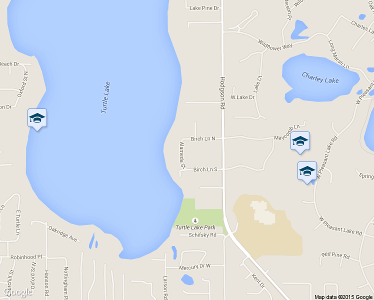 map of restaurants, bars, coffee shops, grocery stores, and more near 5116 Alameda Street in Shoreview