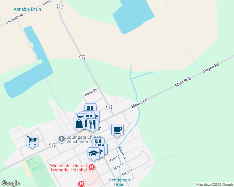 map of restaurants, bars, coffee shops, grocery stores, and more near 434 Queen Street in Winchester