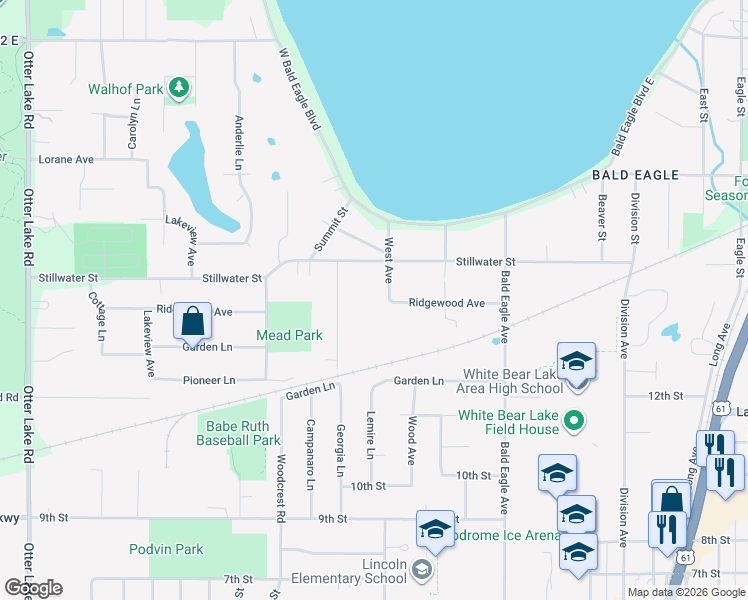 map of restaurants, bars, coffee shops, grocery stores, and more near in Ramsey County