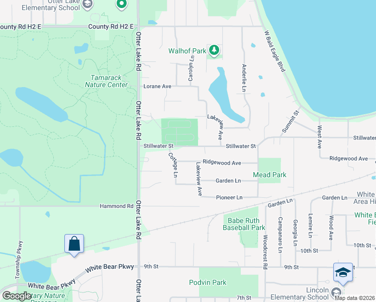 map of restaurants, bars, coffee shops, grocery stores, and more near 1640 Stillwater Street in White Bear Lake