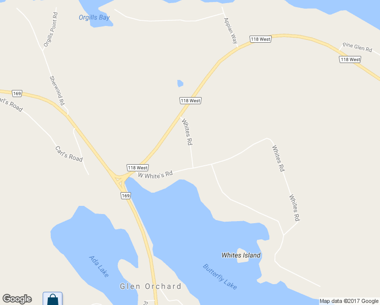 map of restaurants, bars, coffee shops, grocery stores, and more near 1018 Whites Road in Port Carling