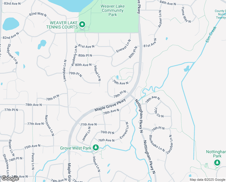 map of restaurants, bars, coffee shops, grocery stores, and more near 16960 78th Place North in Osseo