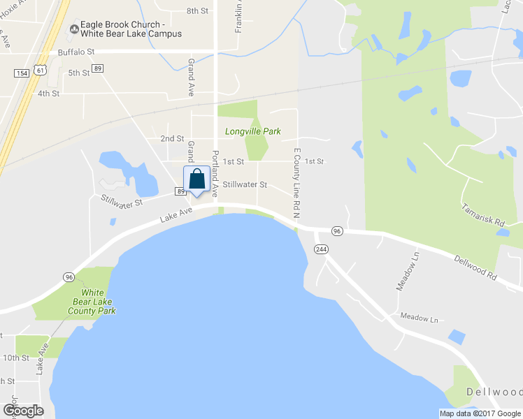 map of restaurants, bars, coffee shops, grocery stores, and more near 2705 Lake Avenue in White Bear Lake
