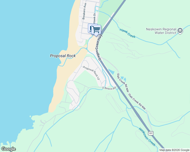 map of restaurants, bars, coffee shops, grocery stores, and more near 49820 Proposal Rock Loop in Neskowin
