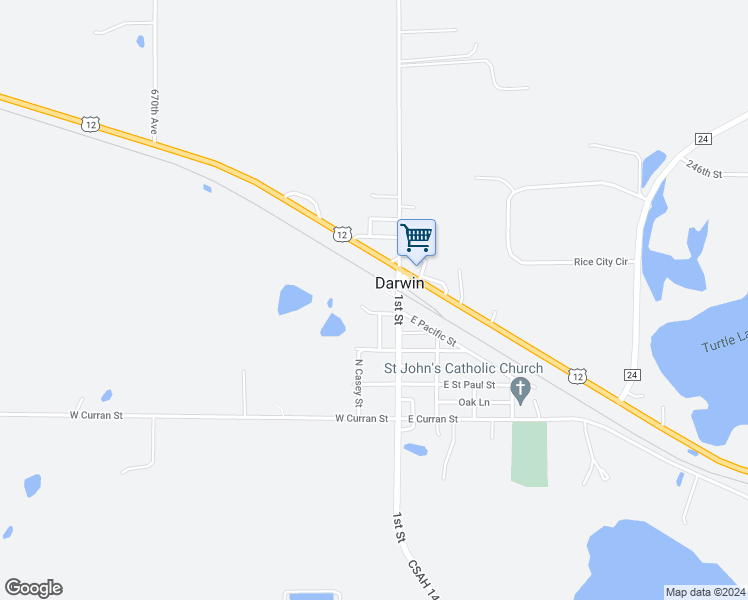 map of restaurants, bars, coffee shops, grocery stores, and more near 315 North Casey Street in Darwin