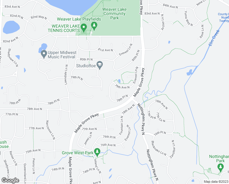 map of restaurants, bars, coffee shops, grocery stores, and more near 17058 78th Place North in Osseo