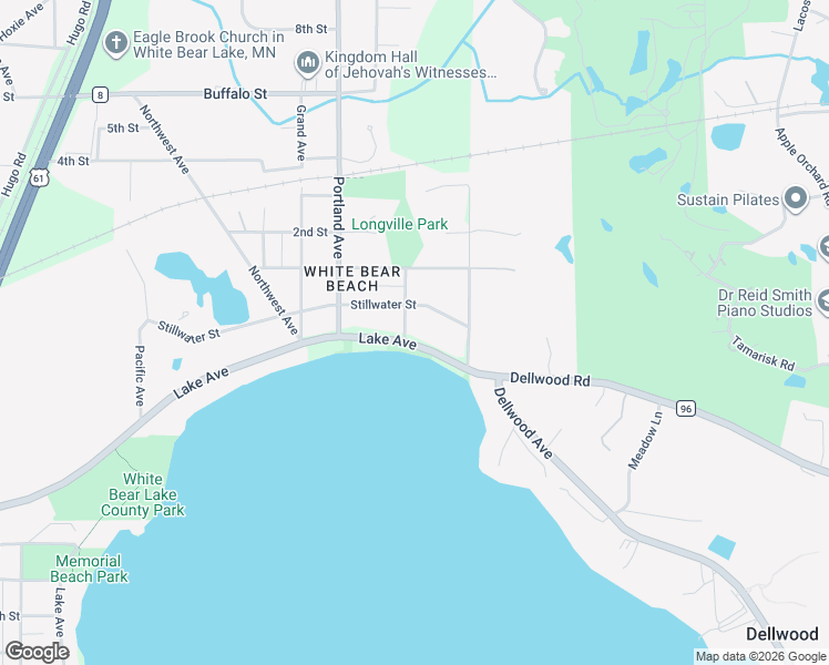 map of restaurants, bars, coffee shops, grocery stores, and more near 2705 Lake Avenue in White Bear Lake