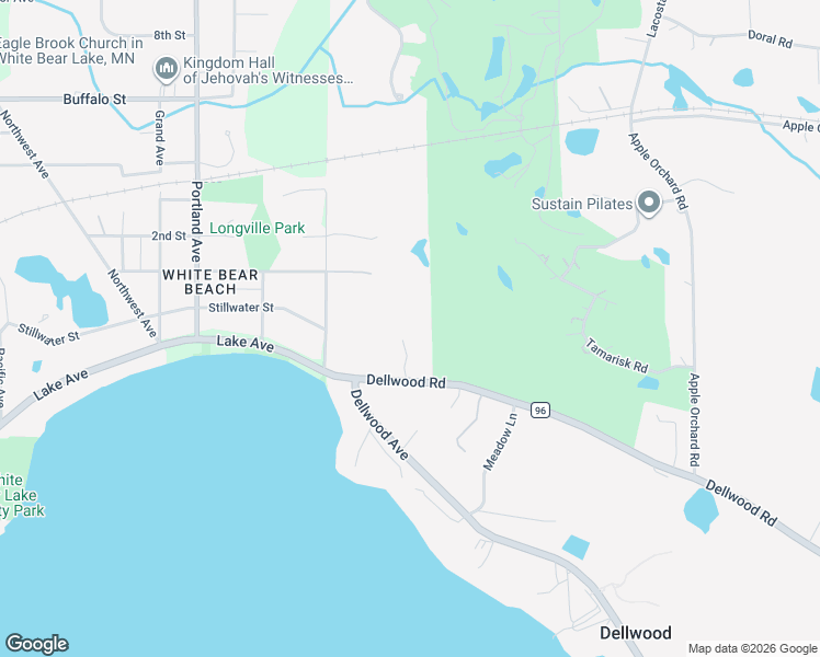 map of restaurants, bars, coffee shops, grocery stores, and more near 5206 East County Line Road North in White Bear Lake