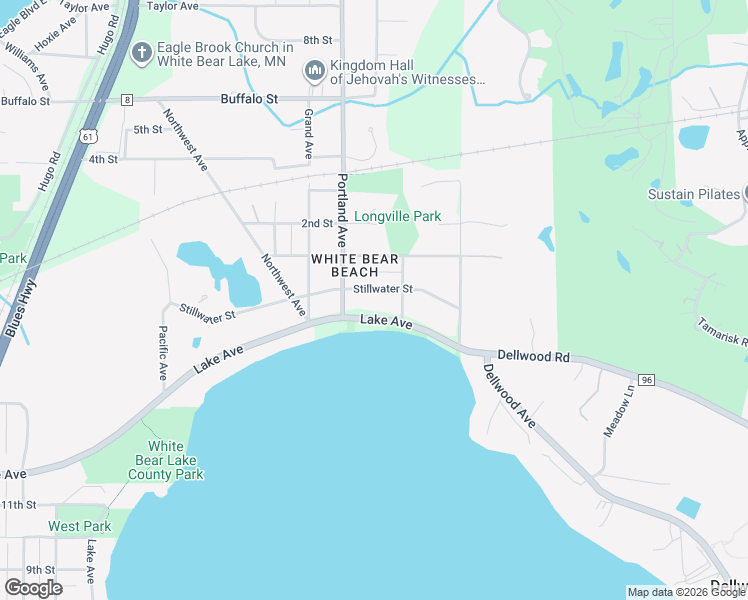 map of restaurants, bars, coffee shops, grocery stores, and more near 2662 Stillwater Street in White Bear Lake