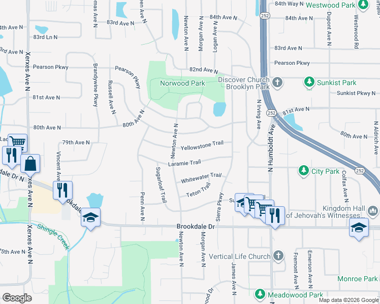 map of restaurants, bars, coffee shops, grocery stores, and more near 2009 Yellowstone Trail in Minneapolis