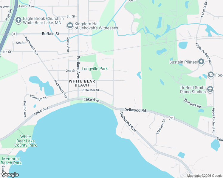 map of restaurants, bars, coffee shops, grocery stores, and more near 5211 East County Line Road North in White Bear Lake
