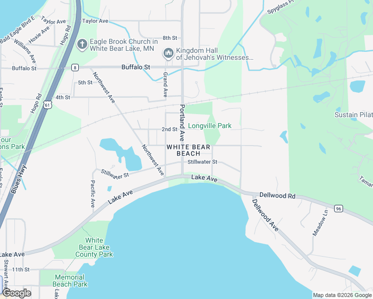 map of restaurants, bars, coffee shops, grocery stores, and more near 5238 Portland Avenue in White Bear Township