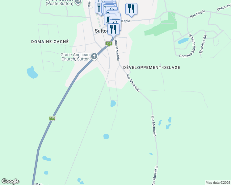 map of restaurants, bars, coffee shops, grocery stores, and more near 24 Rue Grenier in Sutton