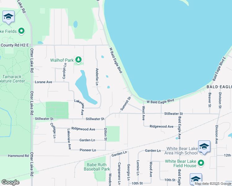 map of restaurants, bars, coffee shops, grocery stores, and more near 5252 Latta Street in White Bear Lake