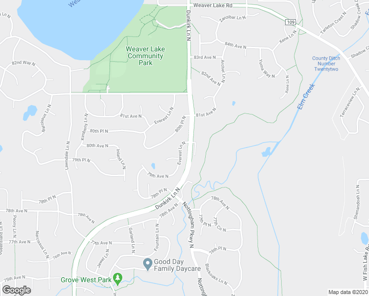map of restaurants, bars, coffee shops, grocery stores, and more near 8014 Everest Lane North in Maple Grove