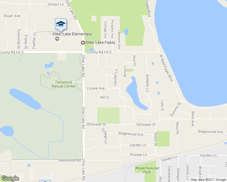 map of restaurants, bars, coffee shops, grocery stores, and more near 1640 Lorane Avenue in White Bear Lake