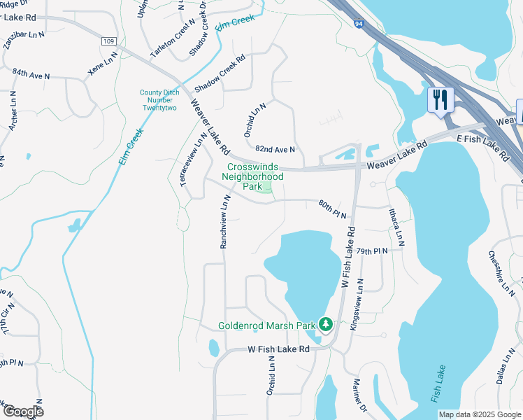 map of restaurants, bars, coffee shops, grocery stores, and more near 15261 80th Place North in Osseo