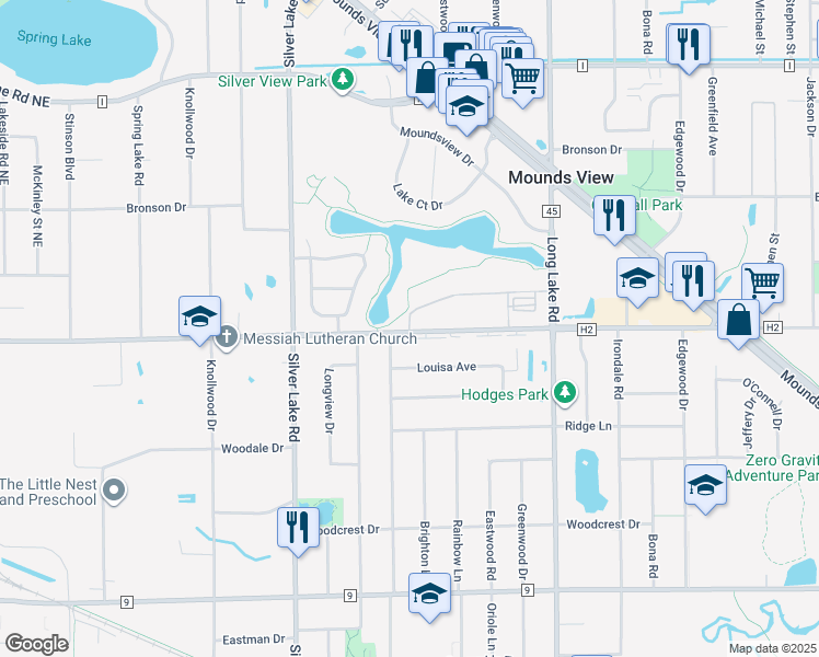 map of restaurants, bars, coffee shops, grocery stores, and more near 2677 Scotland Court in Saint Paul
