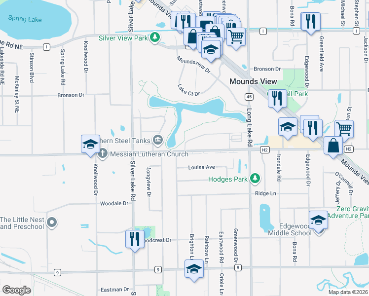 map of restaurants, bars, coffee shops, grocery stores, and more near 2655 Scotland Court in Saint Paul