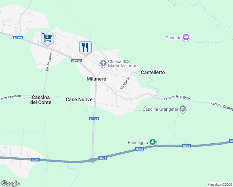 map of restaurants, bars, coffee shops, grocery stores, and more near 10 Via Vangeirone in Città Metropolitana di Torino