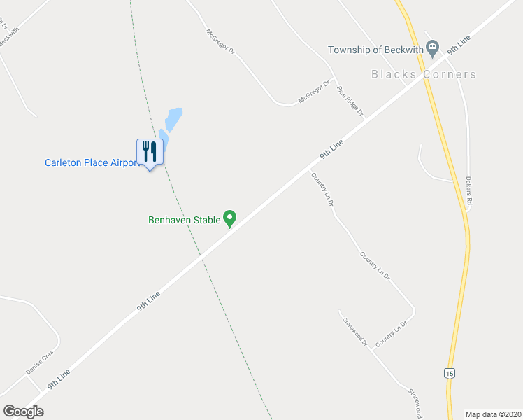 map of restaurants, bars, coffee shops, grocery stores, and more near 1921 Beckwith 9th Line in Carleton Place