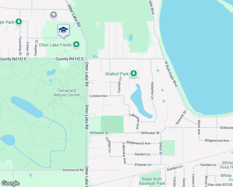 map of restaurants, bars, coffee shops, grocery stores, and more near 1640 Lorane Avenue in White Bear Lake