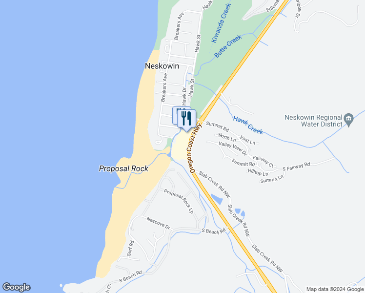 map of restaurants, bars, coffee shops, grocery stores, and more near 48990 U.S. 101 South in Neskowin