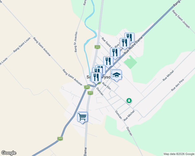 map of restaurants, bars, coffee shops, grocery stores, and more near 5 Rue Gervais in Saint-Chrysostome