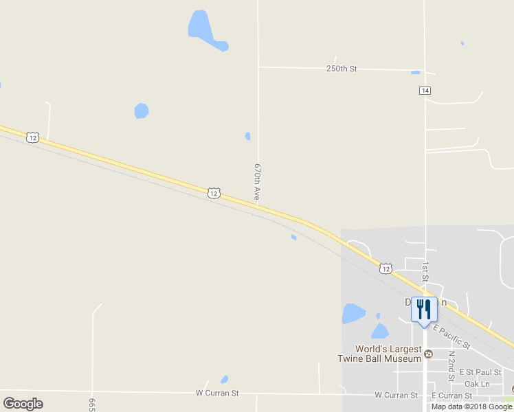 map of restaurants, bars, coffee shops, grocery stores, and more near 21498 670th Avenue in Darwin