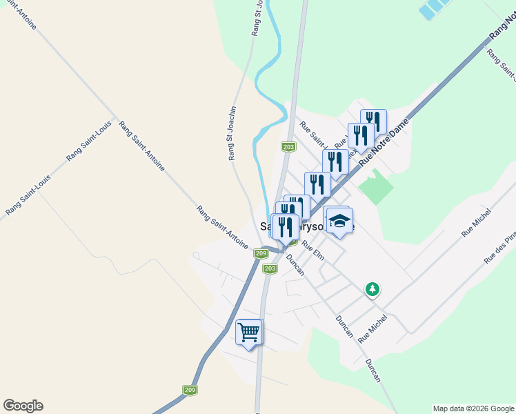 map of restaurants, bars, coffee shops, grocery stores, and more near 14 Rang du Moulin in Saint-Chrysostome