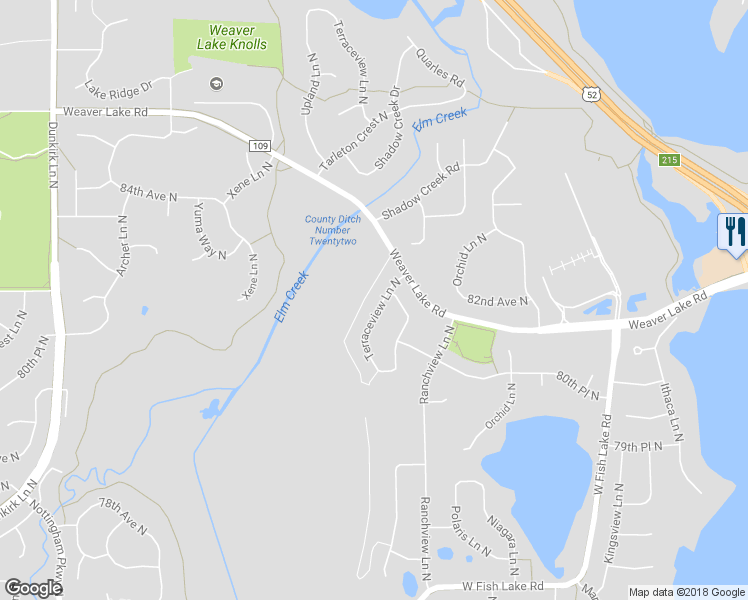 map of restaurants, bars, coffee shops, grocery stores, and more near 8185 Terraceview Lane North in Maple Grove