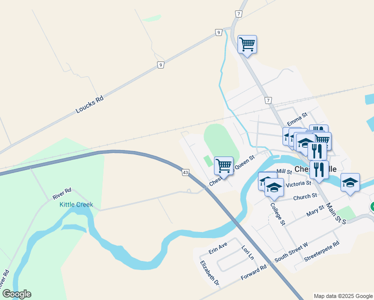 map of restaurants, bars, coffee shops, grocery stores, and more near 16 D Industrial Drive in Chesterville