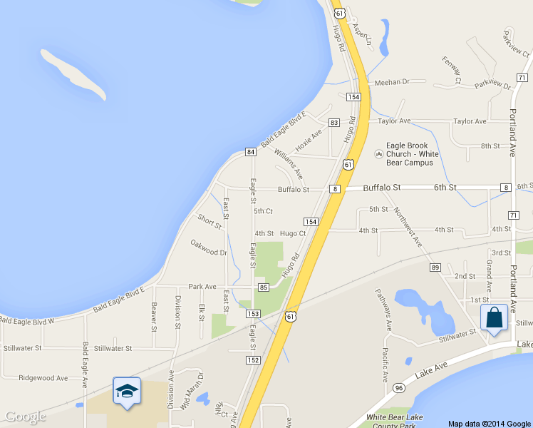 map of restaurants, bars, coffee shops, grocery stores, and more near 2280 5th Court in White Bear Lake