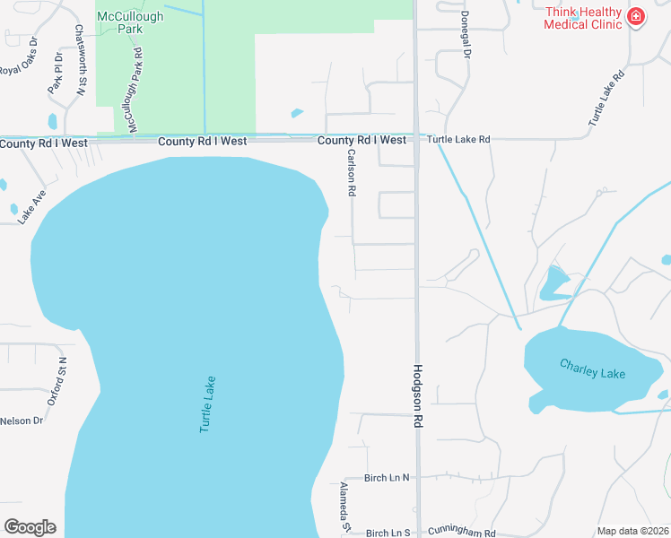 map of restaurants, bars, coffee shops, grocery stores, and more near 680 White Birch Drive in Shoreview