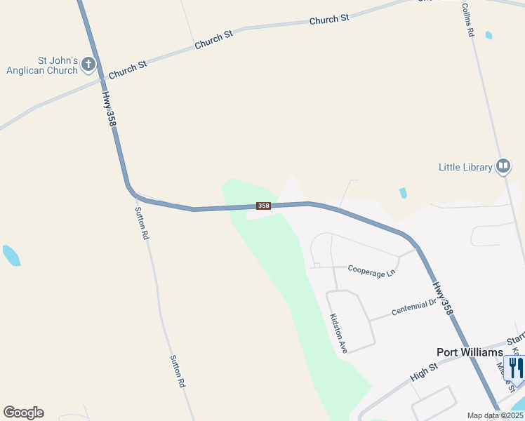 map of restaurants, bars, coffee shops, grocery stores, and more near 1293 Nova Scotia 358 in Port Williams