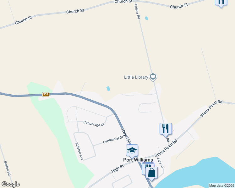 map of restaurants, bars, coffee shops, grocery stores, and more near 85 Steeple View Drive in Port Williams