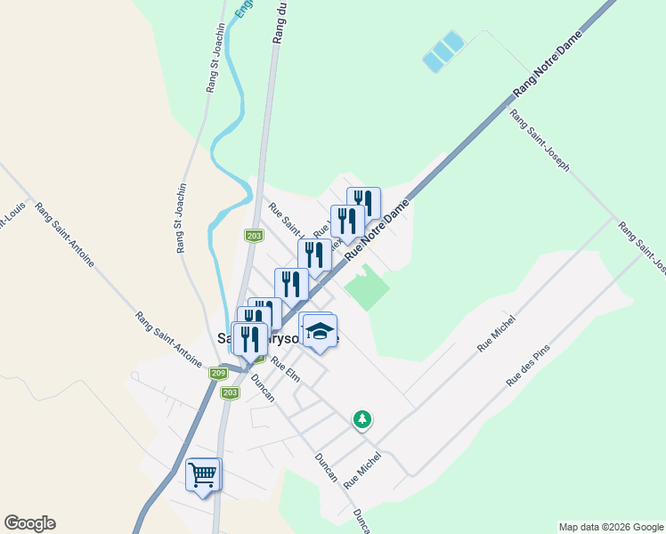 map of restaurants, bars, coffee shops, grocery stores, and more near 605 Rang Notre Dame in Saint-Chrysostome