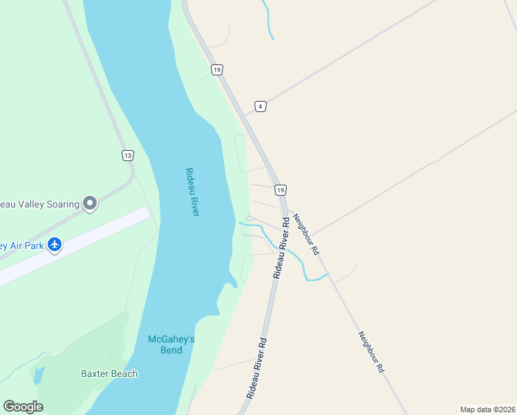 map of restaurants, bars, coffee shops, grocery stores, and more near 3740 River Road in Kemptville