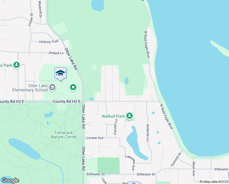 map of restaurants, bars, coffee shops, grocery stores, and more near 5418 Prospect Avenue in White Bear Lake