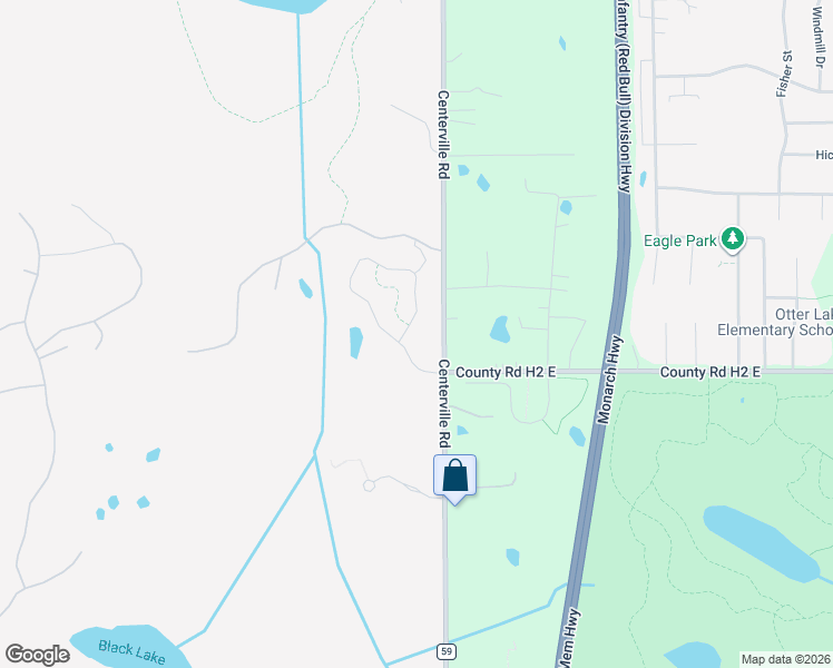 map of restaurants, bars, coffee shops, grocery stores, and more near 5301-5555 Centerville Road in North Oaks