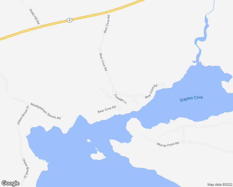 map of restaurants, bars, coffee shops, grocery stores, and more near 160 Bear Cove Road in Baileyville