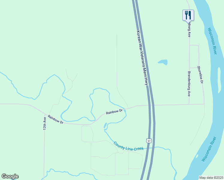 map of restaurants, bars, coffee shops, grocery stores, and more near 14820 North 4th Avenue in Merrill