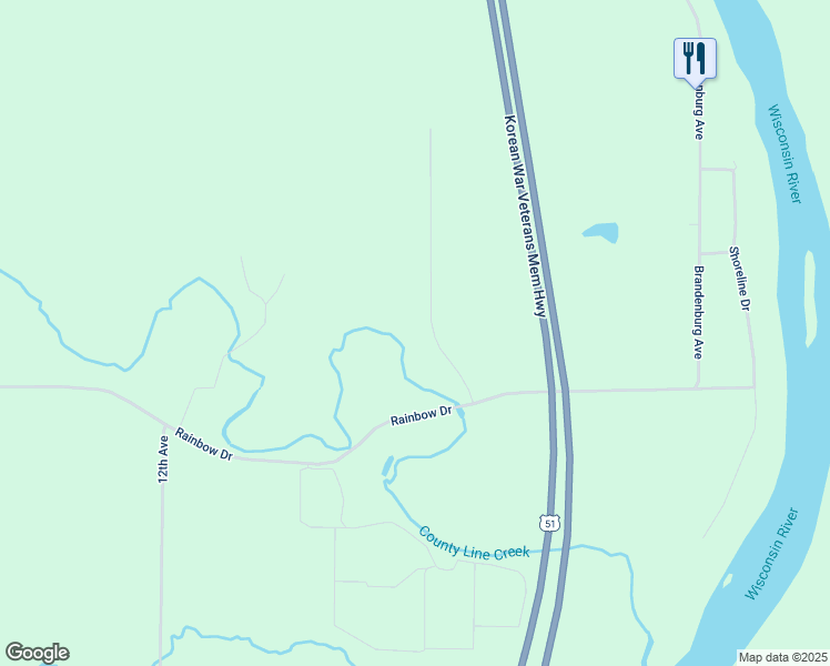 map of restaurants, bars, coffee shops, grocery stores, and more near 14820 North 4th Avenue in Merrill