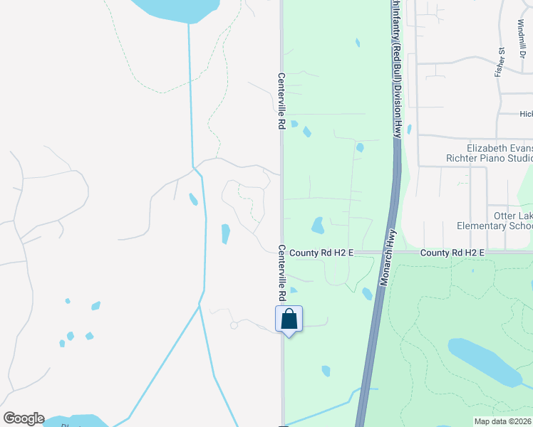 map of restaurants, bars, coffee shops, grocery stores, and more near 5301-5555 Centerville Road in North Oaks
