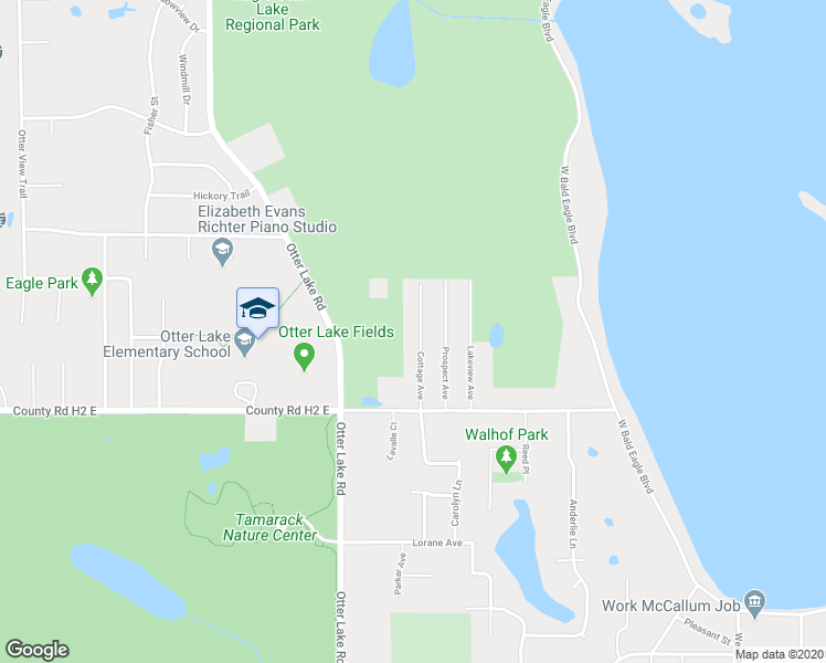 map of restaurants, bars, coffee shops, grocery stores, and more near 5467 Cottage Avenue in White Bear Lake